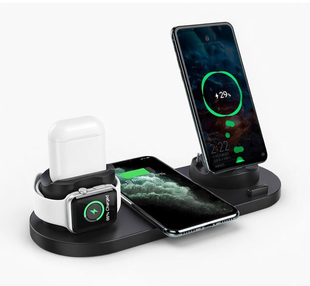 6-in-1 Wireless Fast Charging Station for iPhone, Apple Watch & Accessories