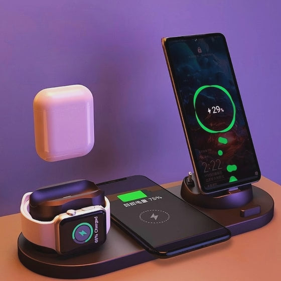 6-in-1 Wireless Fast Charging Station for iPhone, Apple Watch &amp; Accessories